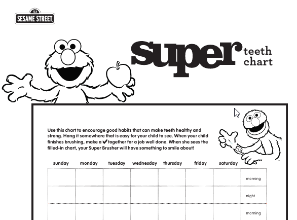 A downloadable chart for children to track their tooth brushing habits.